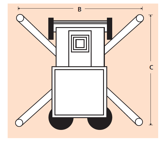 UL Series outrigger footprint